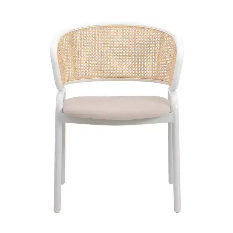 LeisureMod Ervilla Modern Dining Chair Set of 4 with White Frame, Comfortable Durable Design for Kitchen, Dining Room, Office, Lounge, Cafe, or Study