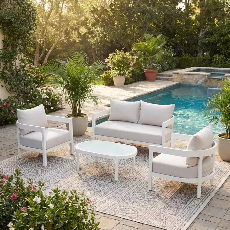 ModernLuxe 4/5pcs Outdoor Sofa Set Patio Conversation Furniture Set Seating Group with Coffee Table, Weather-Resistant Cushion&Rust-Resistant Frame