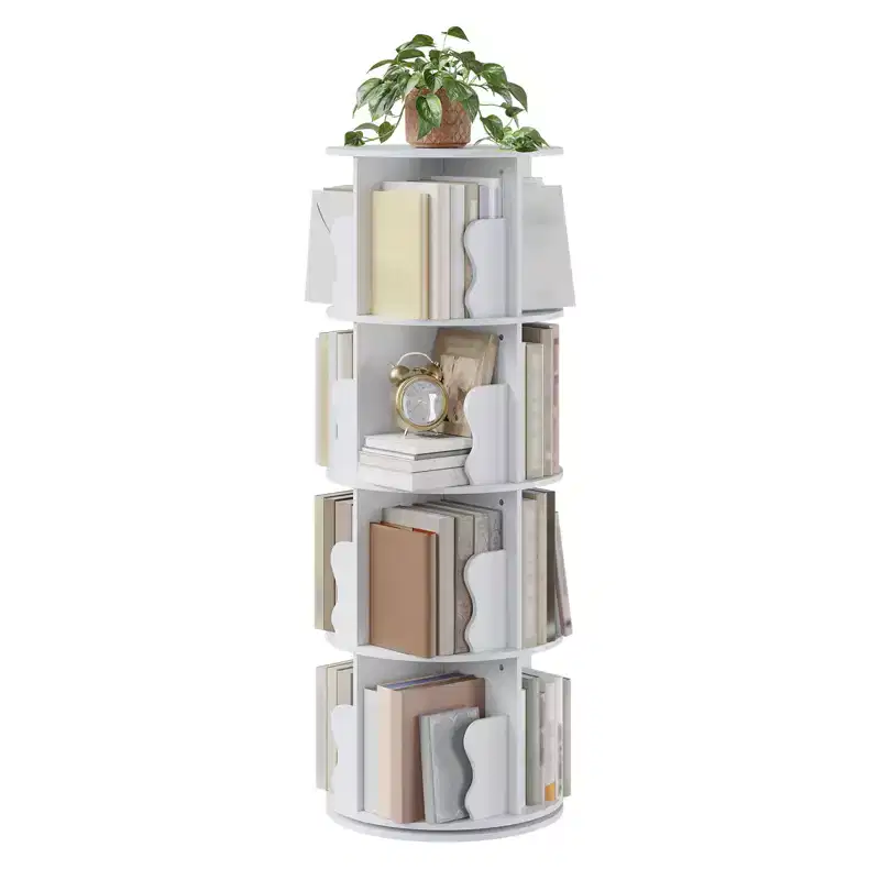 4-layer rotating bookshelf, 360 rotating bookcase, multi-layer storage rack, suitable for living room, study room and bedroom
