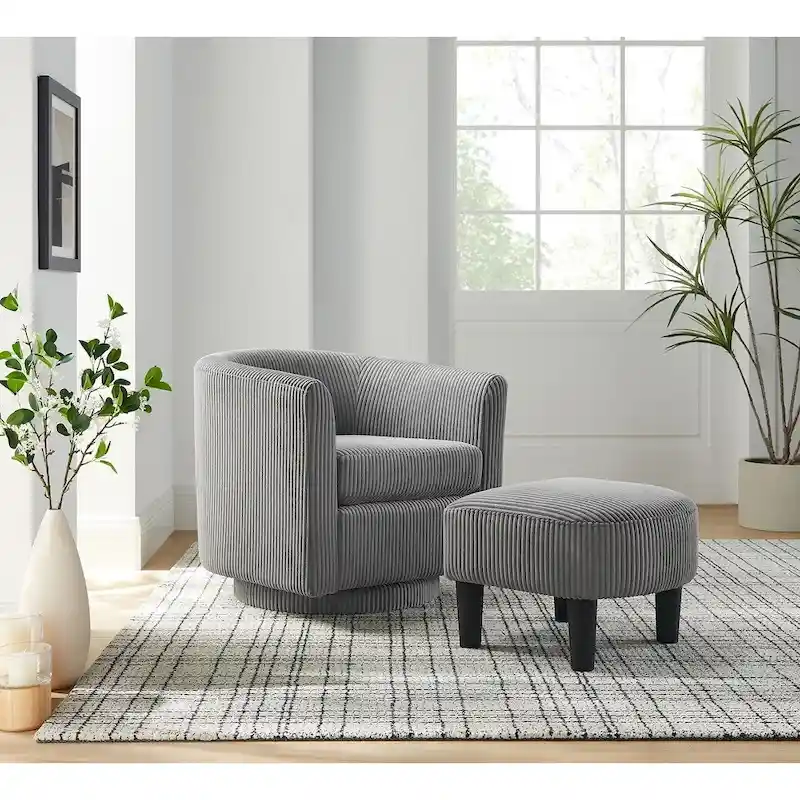 Swivel Accent Single Sofa Chair with Ottoman