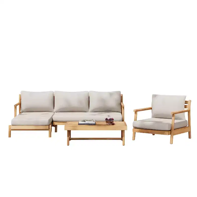 Christopher Knight Home Simon 4 Piece Rustic Patio Acacia Wood Slatted Design Upholstered Seating Set, Teak/Beige