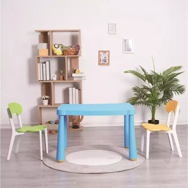 3-Piece Plastic Kids Table and Chair Set - Multicolor, Ideal for Reading, Drawing, Preschool & Playroom