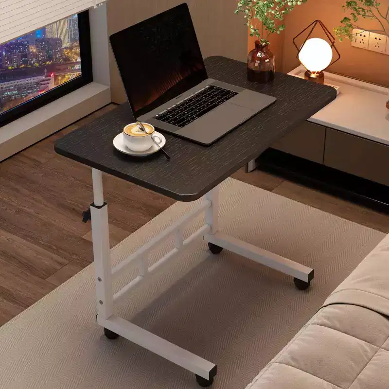 Mobile Computer Desk with Adjustable Height and Wheels