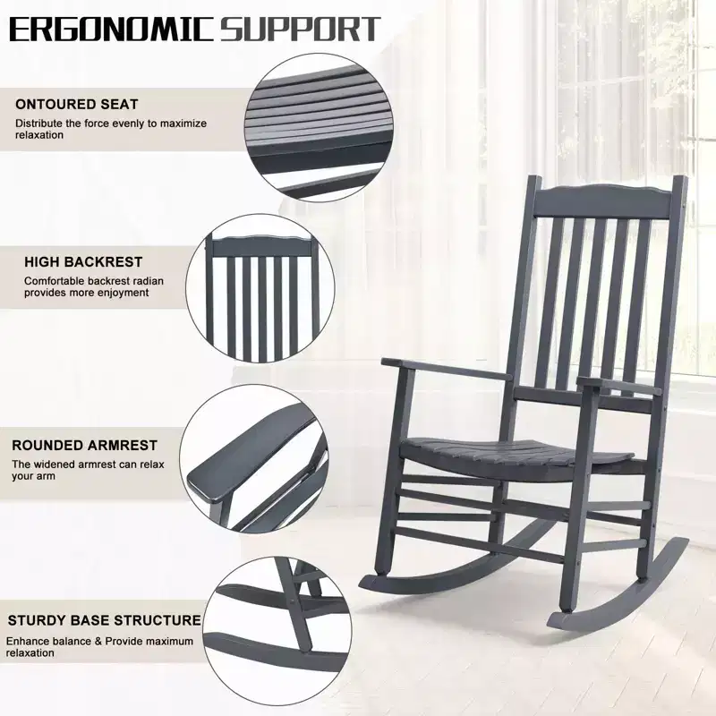 Karl Home | Classic Solid Wood Patio Rocking Chair (Set of 2)