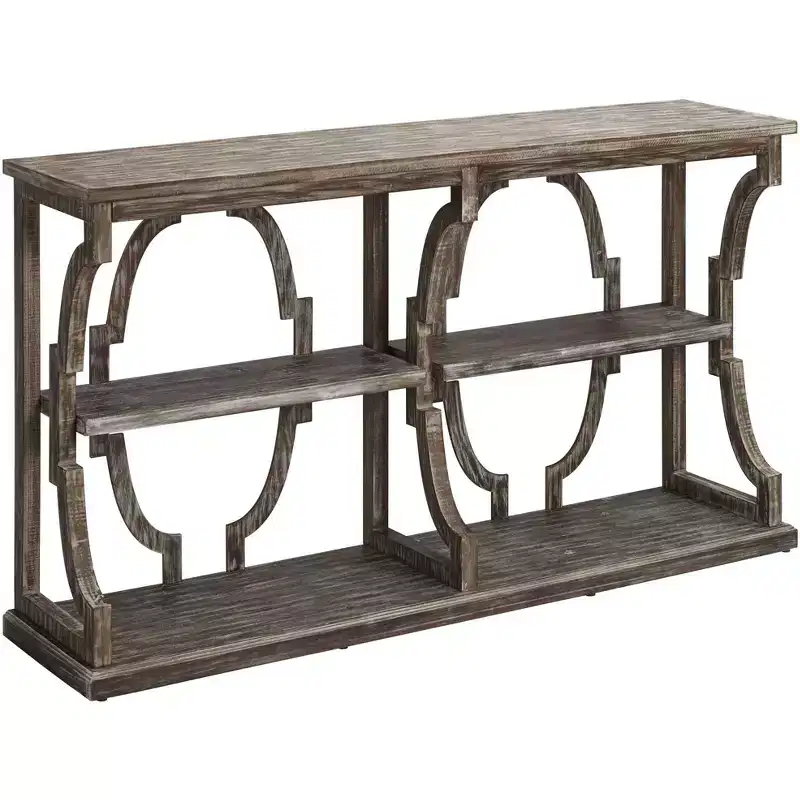 Farmhouse Rustic Chestnut Wood Console Table 64