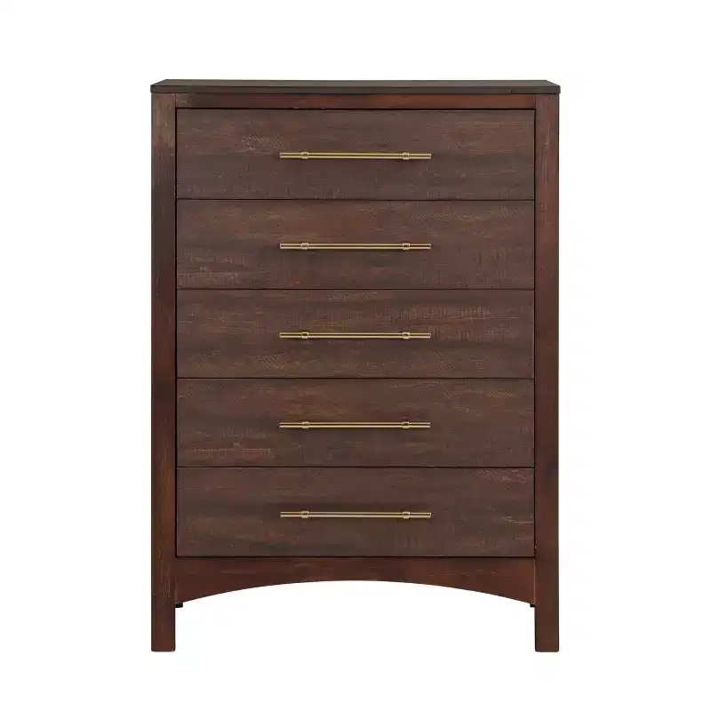 Melonnes 5 Drawer Chest Walnut - HOMES: Inside + Out: Contemporary Bedroom Storage, 48" Height