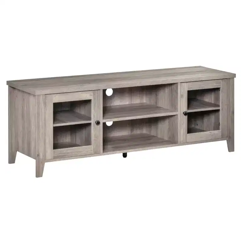 HOMCOM Modern TV Stand, Entertainment Center with Shelves and Cabinets for Flatscreen TVs up to 60 for Bedroom, Living Room