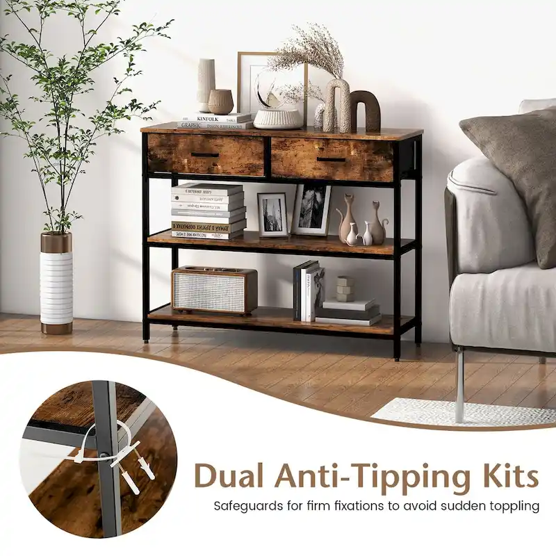 Costway Console Entryway Table Sofa Side Table with Folding Fabric
