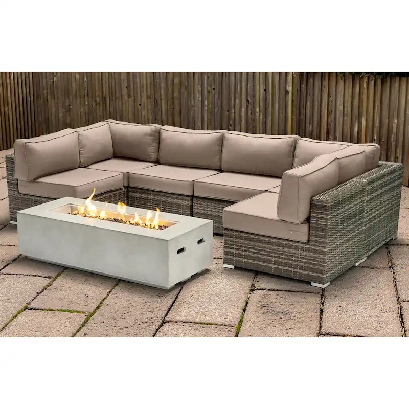 LSI 4 Person Seating Group With Firepit And Sunbrella Cushions