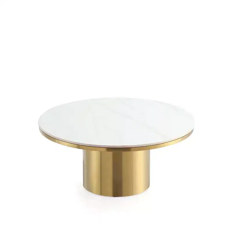 Manhattan Comfort Glenn Sintered Stone Top Coffee Table Gold