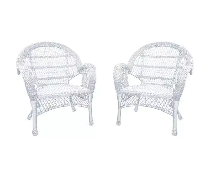 HomeStock White Wicker Chair - Set of 4