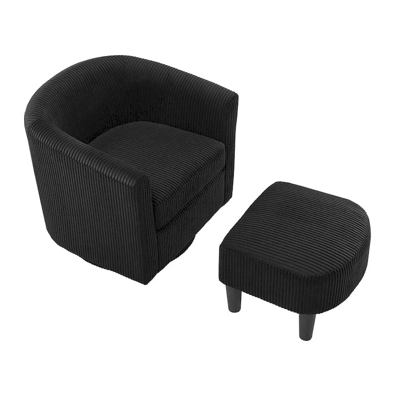 Swivel Accent Single Sofa Chair with Ottoman