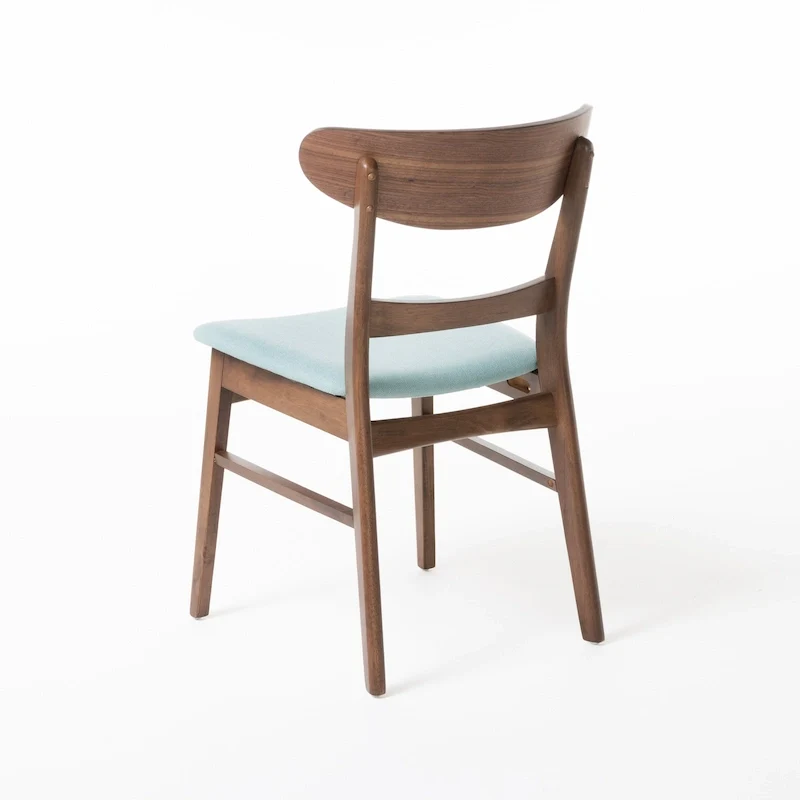 Mid-Century Modern Upholstered Rubberwood Dining Chair (Set of 2)