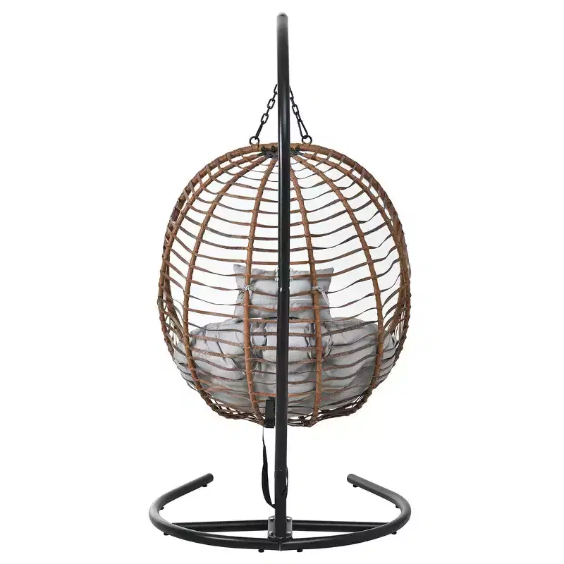 Whisen Single Person Folding Egg Chair with Stand, Hammock Swing Chair with Adjustable Anti-Slip Feet