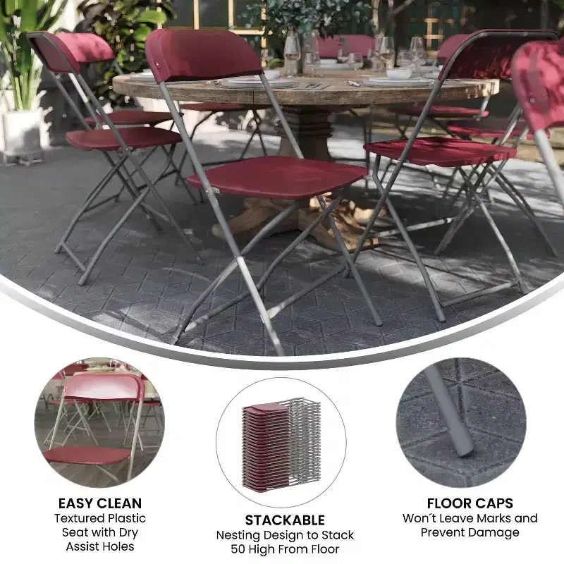 Stackable Folding Plastic Chairs - 650 LB Weight Capacity