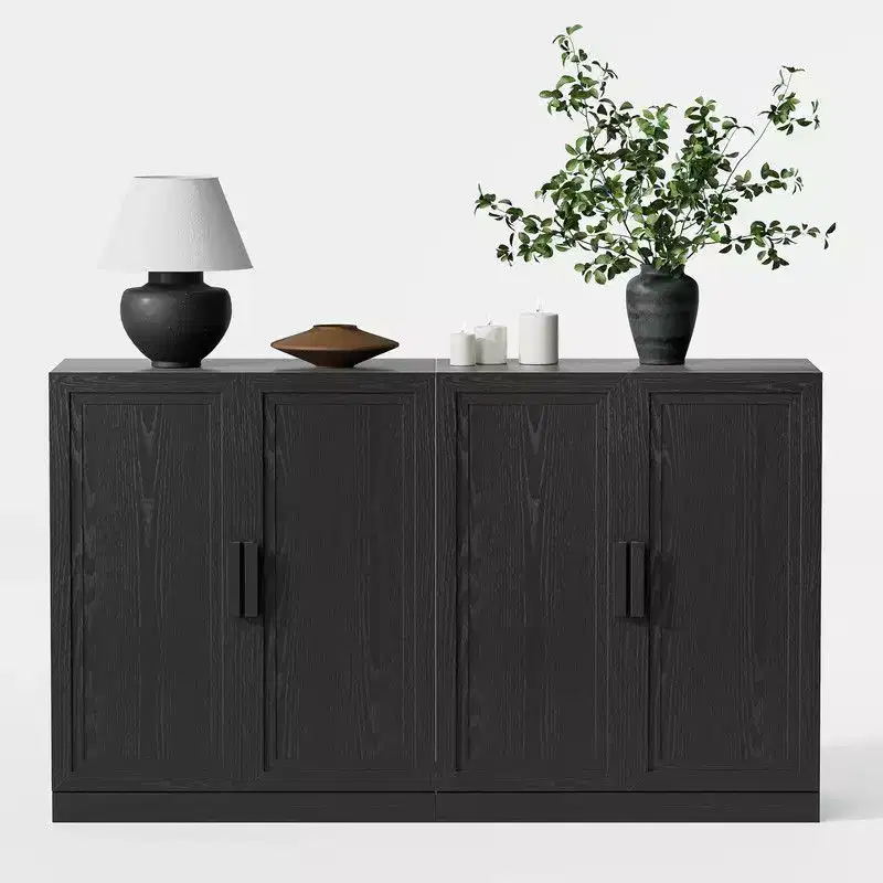 62 W x 36 H Sideboard Buffet Cabinet Farmhouse Kitchen Pantry Cabinet with Adjustable Shelves for Kitchen Dining Room Living Room Black