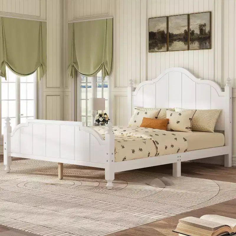 Wood Platform Bed with Headboard, Queen 40.55