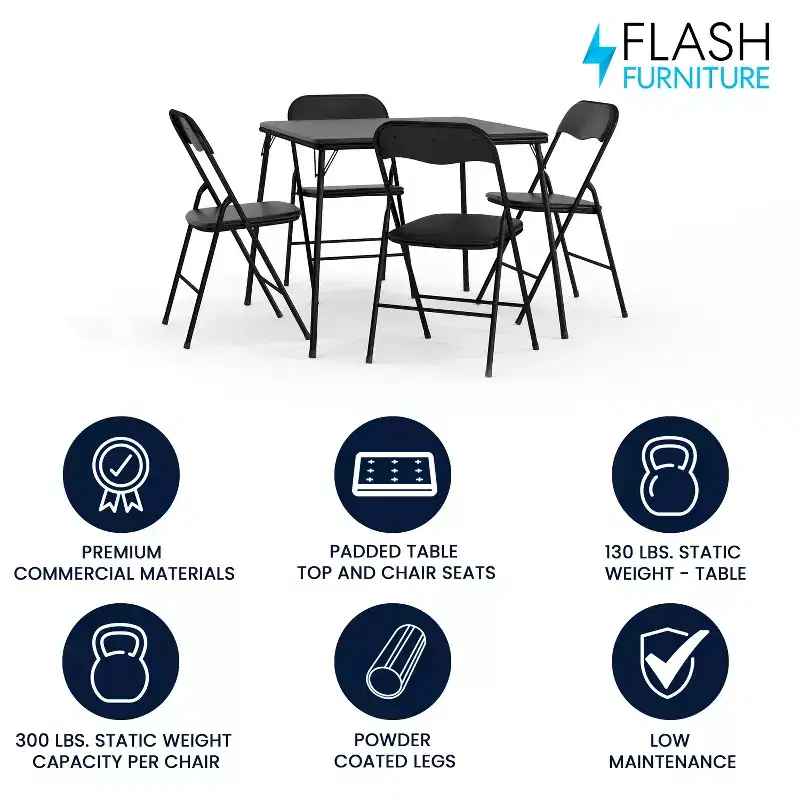Flash Furniture 5 Piece Folding Card Table and Chair Set
