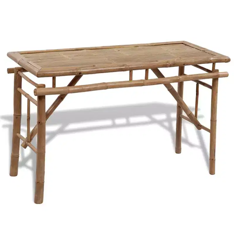 vidaXL Bamboo Picnic Table Bench Set 3-Piece - Outdoor Folding Beer Garden Patio Furniture - Brown Rectangular Dining Table and Benches