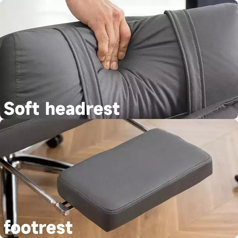 360° Swivel Ergonomic Recliner Office Chair with Footrest, Headrest & Lumbar Pillow, 400 lbs