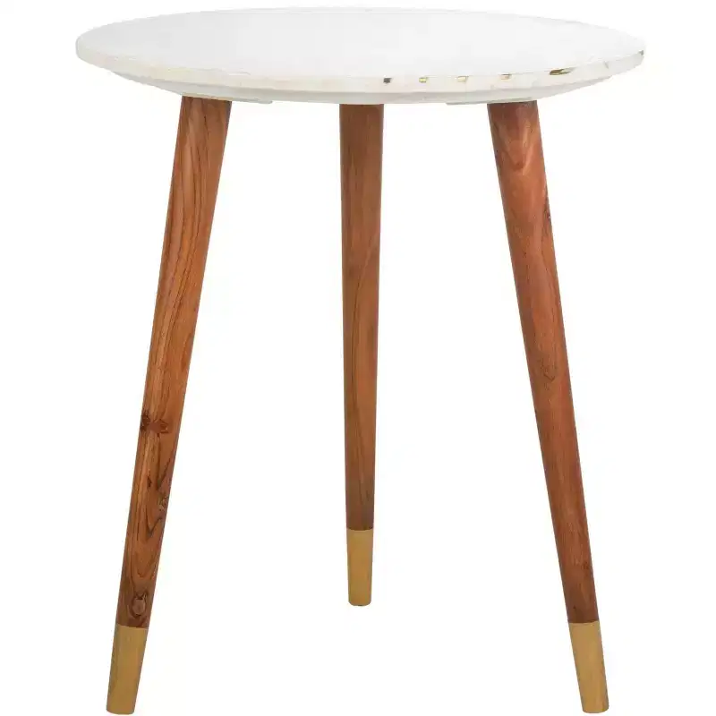 Valerie Marble Accent Table - ACC7202 - White/Brass - Safavieh