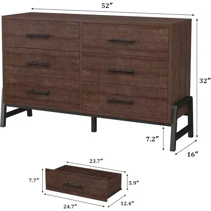 6-Drawer Dresser, Large Storage Wood Chest for Bedroom, Freestanding Closet Organizer for Living Room & Entryway