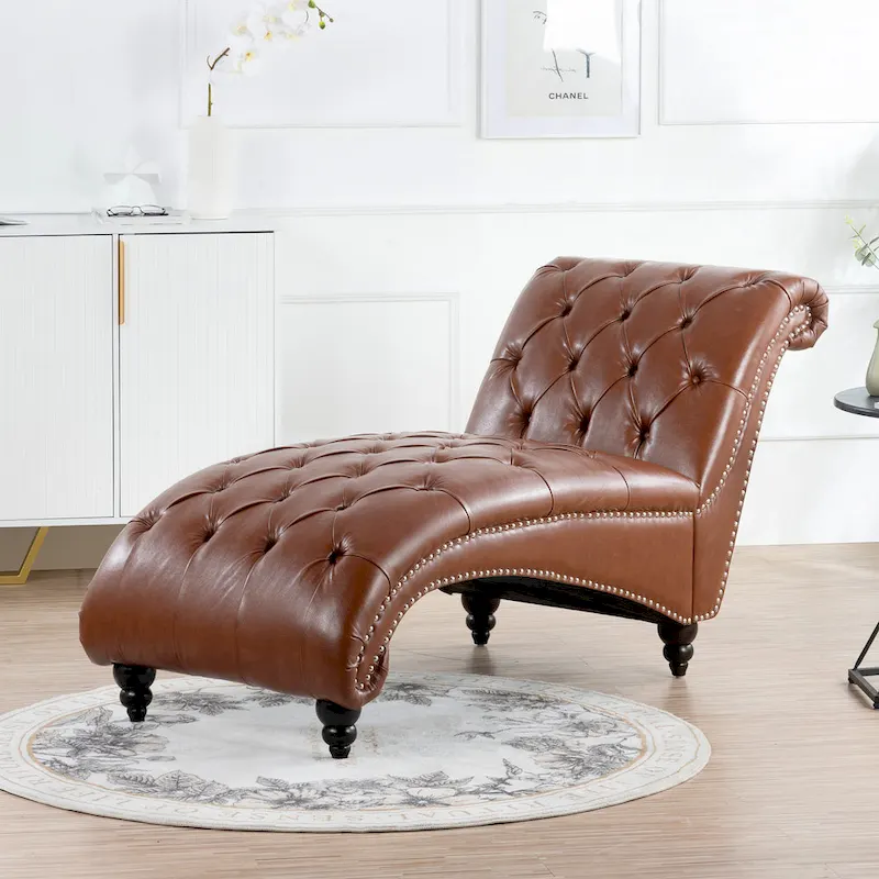 Tufted Armless Chaise Lounge - 62.8 x 27.17 x 32.87