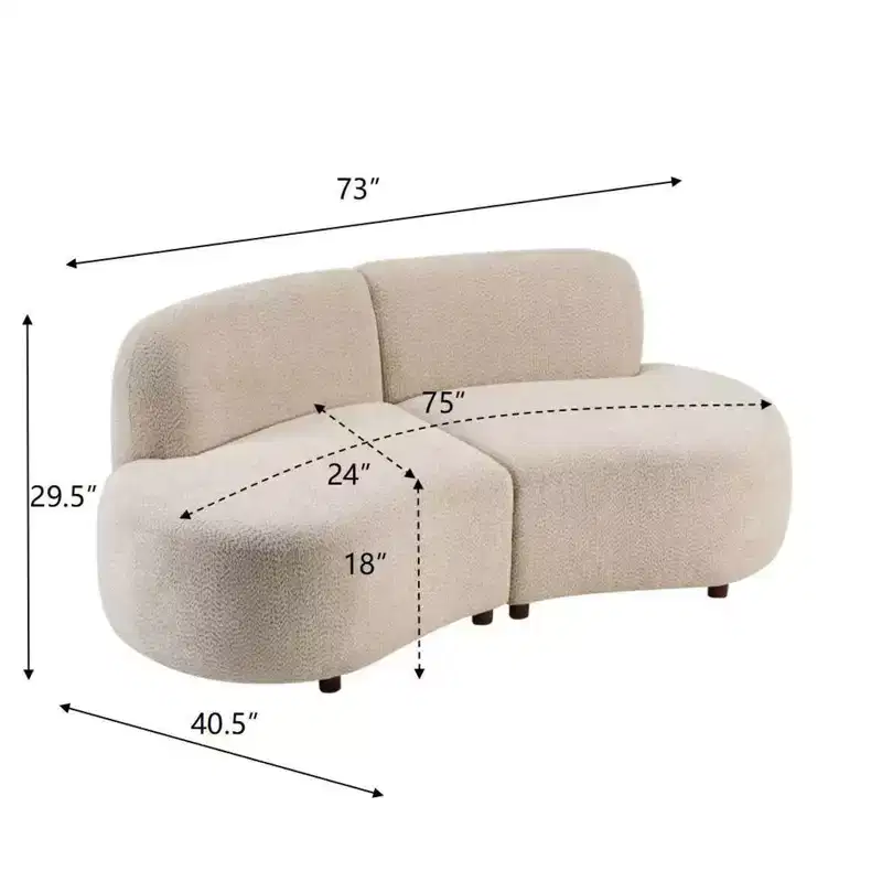 Christopher Knight Home Cozelle 5 Piece Modern Curved Cloud Boucle Upholstered Sectional Sofa Set