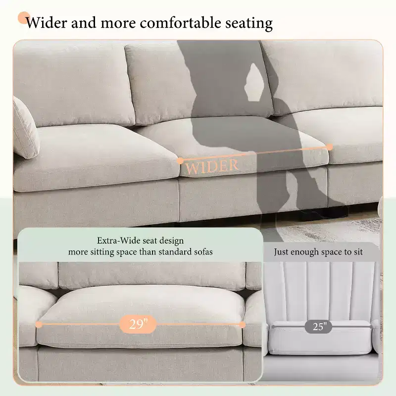 Merax 5-Seat Chenille Upholstery L-Shaped Modular Sectional Sofa