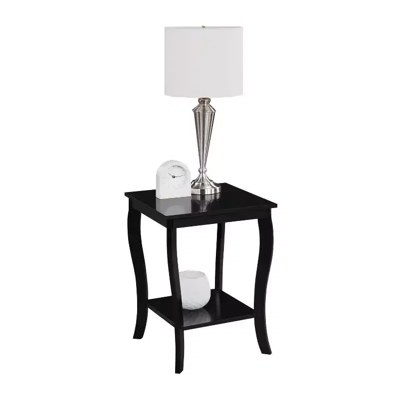 HomeStock Belmont Square End Table with Two Tier Shelving, Classic Transitional Accent Side Table with Spacious Storage for Living Room Dcor