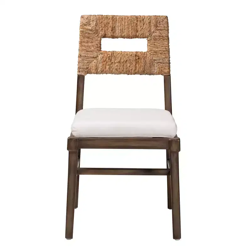 Porsha Mahogany Wood and Natural Rattan Dining Chair White/Natural Brown/Walnut Brown - Baxton Studio: Bohemian Style, No Assembly Required