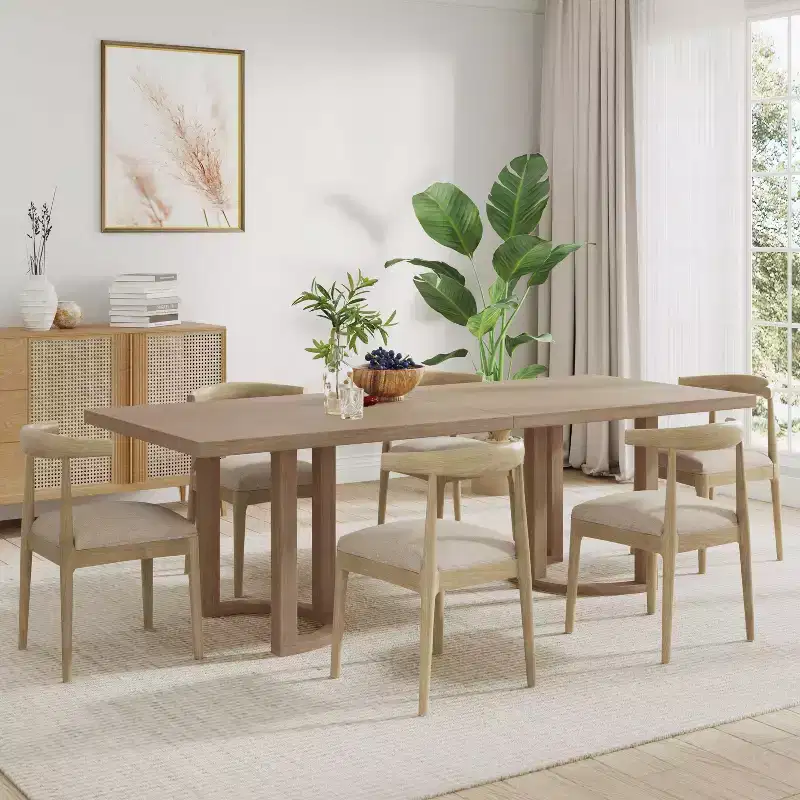 Christopher Knight Home Dason 7 Piece Mid-Century Modern Dining Set with Upholstered Chairs and Minimalist Table