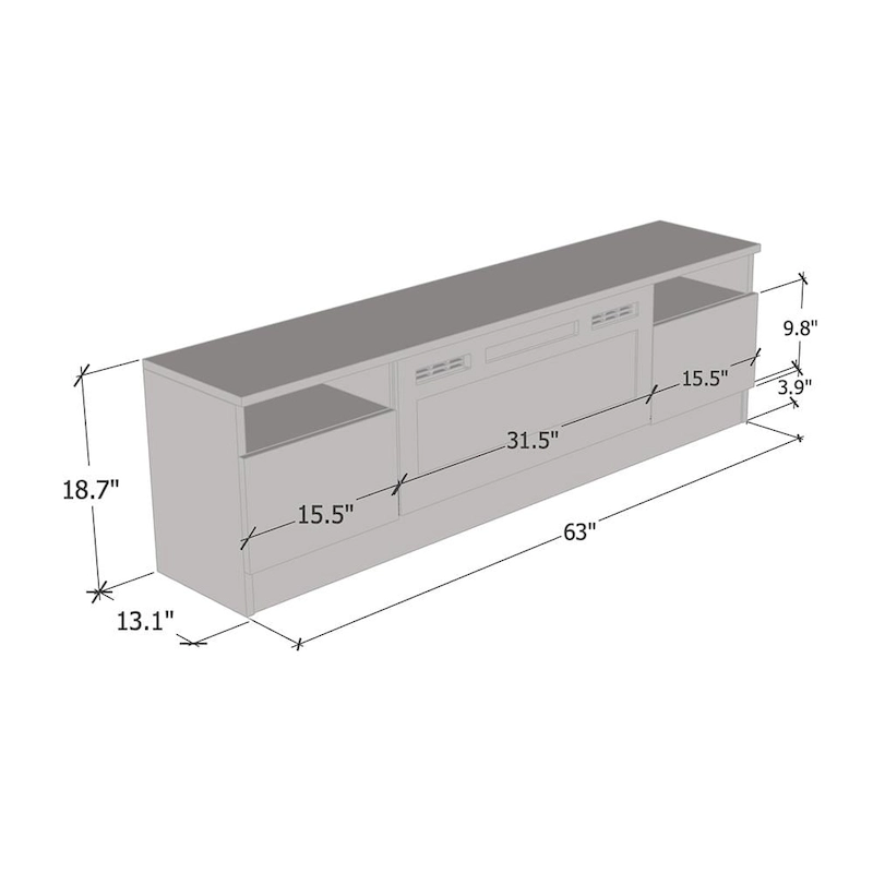 Duke 01 WH-EF Electric Fireplace 63 TV Stand