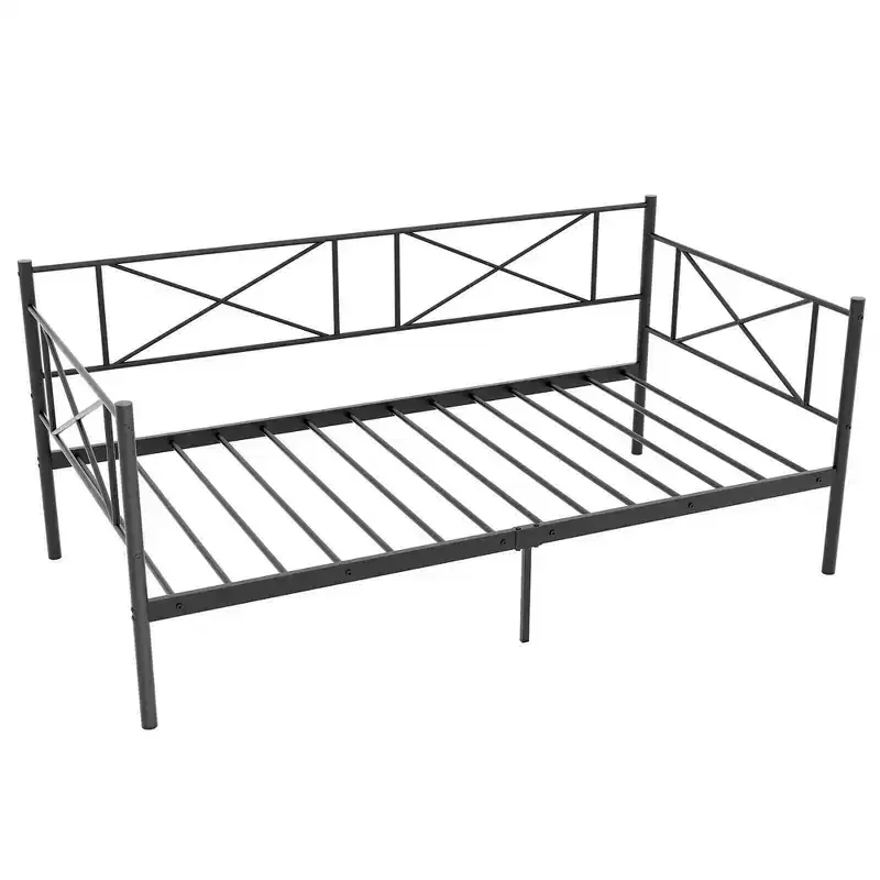 Twin Size Metal Daybed Modern Platform Bed w/ Heavy-duty Metal Slat Support
