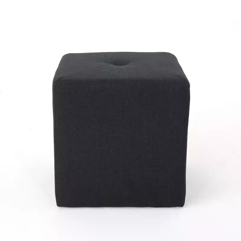 Contemporary Fabric Tufted Square Ottoman