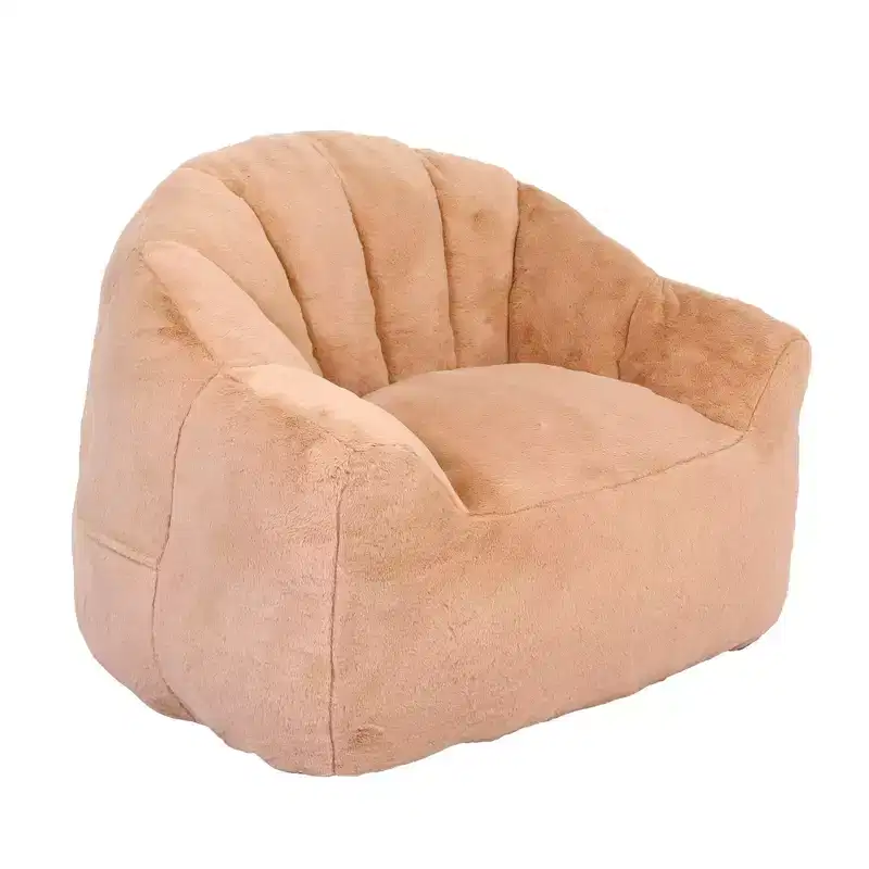 Plush Lounge Accent Chair with Fully Upholstered Base, Champagne Beige