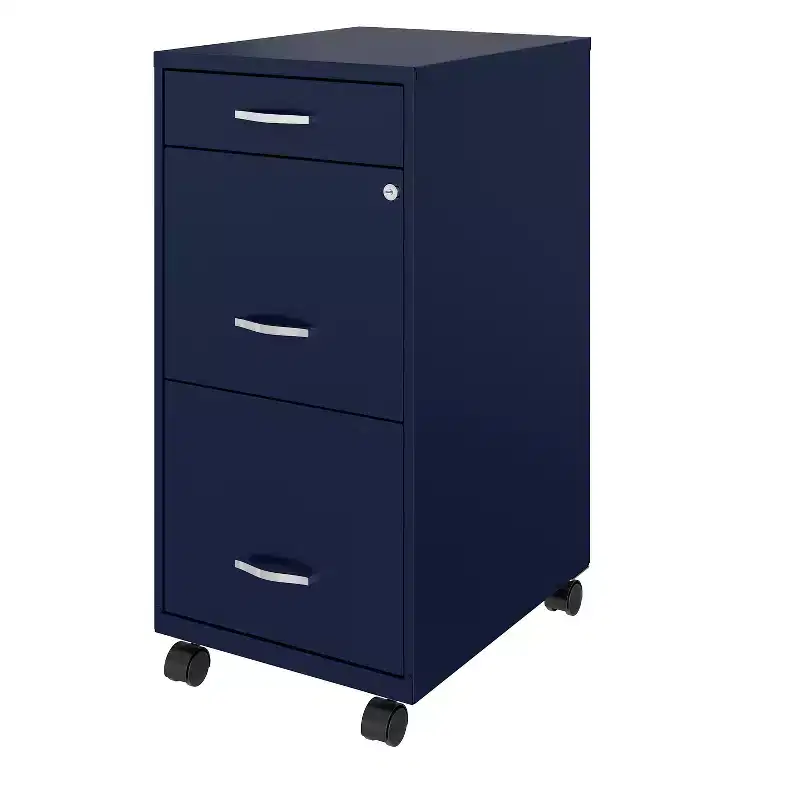 Space Solutions 18" Deep 3 Drawer Mobile Letter Width Vertical File Cabinet Navy