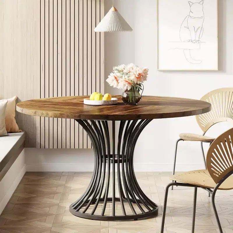 MDF & Metal Round Dining Table 46.85'' Diameter x 29.92''H