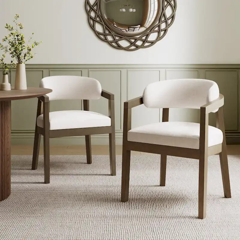 Christopher Knight Home - Carter Modern Dining Armchair Set of 2 with Upholstered Seating and Solid Wood Frame