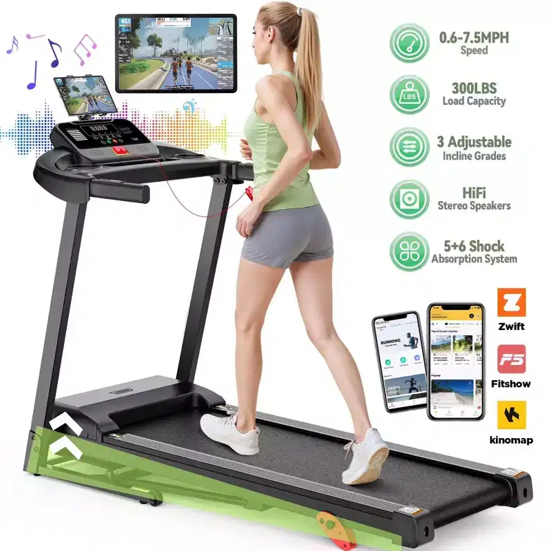 3-in-1 Electric Foldable Treadmill with 9% Incline, Foldable Treadmills for Home/Office, 3 HP Quiet Walking Running Jogging Fitness Machine