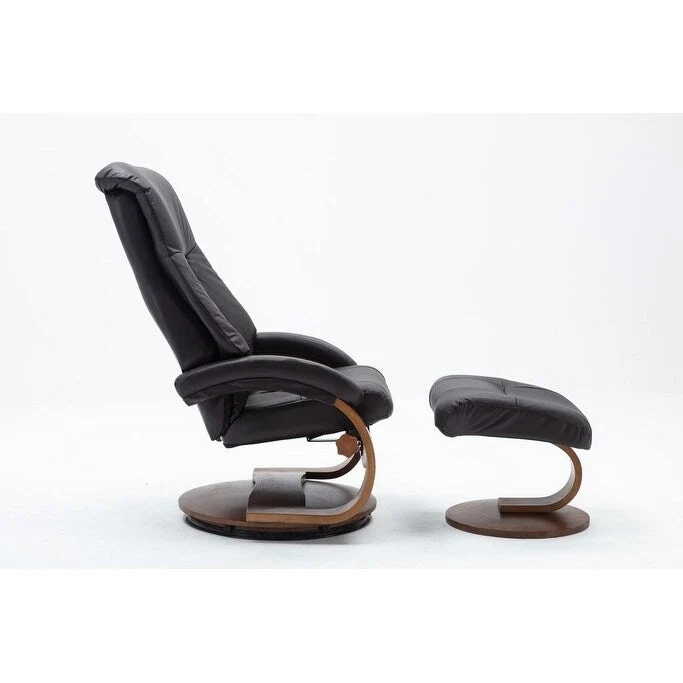 Relax-R Montreal Recliner and Ottoman Top Grain Leather