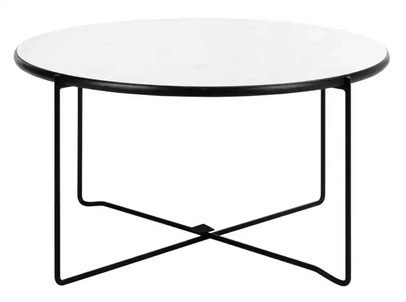 Wrena Round Coffee Table - White/Black - Safavieh