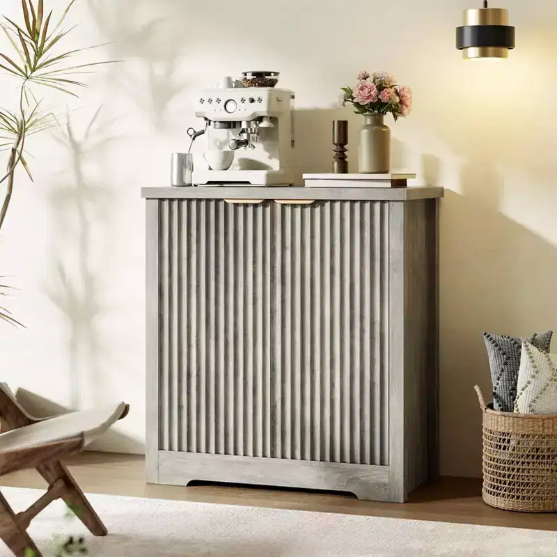 Modern Fluted Buffet Sideboard Cabinet with Adjustable Shelf, 2/4 Doors
