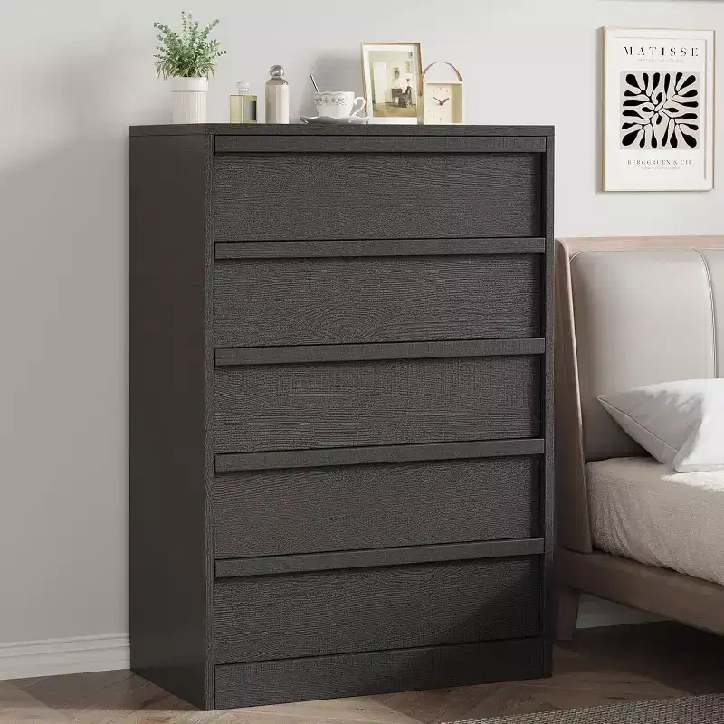 5 Drawer Dresser for Bedroom, Modern 7 Chest of Drawers, Wooden Dresser Organizer Nightstand, for Living Room, Entryway