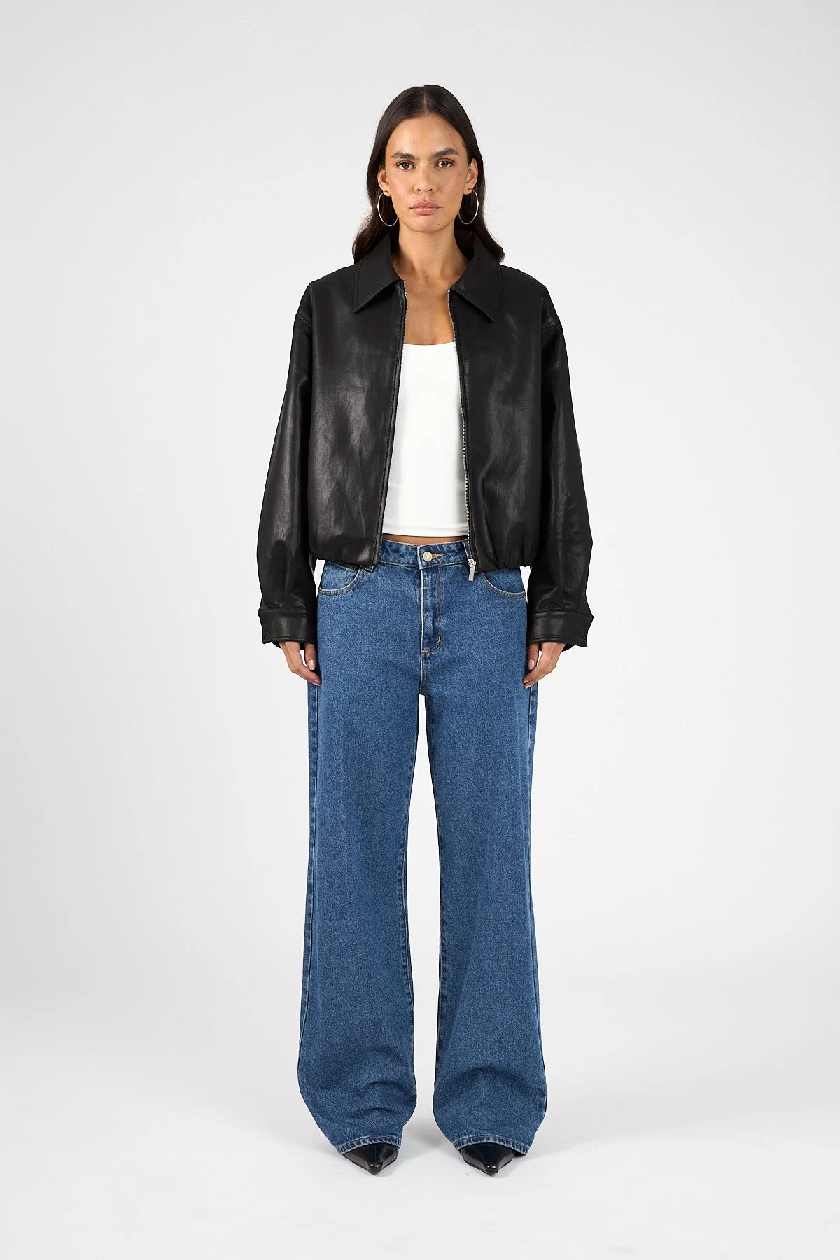 Bubble PU Bomber Jacket Black