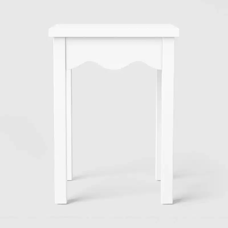 Wavy Scallop End Table - White
