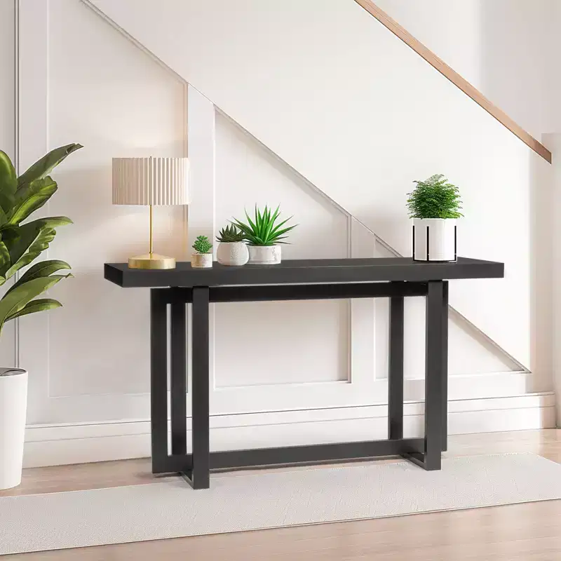 Black Modern Rectangle Console Table, 59