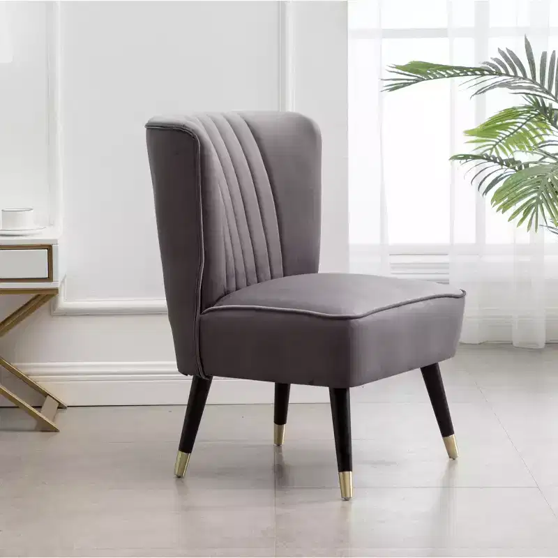 Roundhill Furniture Elon Contemporary Velvet Upholstered Accent Chair, Gray