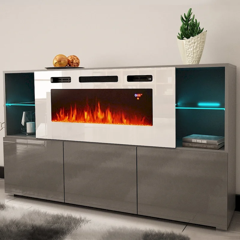 Komi WH03 63-inch Modern Electric Fireplace Sideboard
