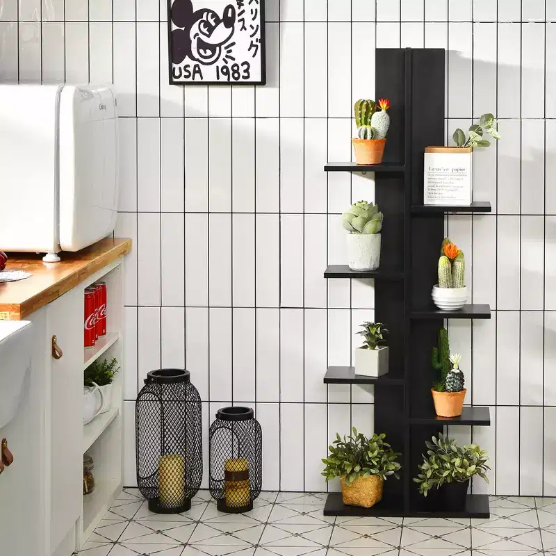 Costway 8-shelf Bookcase Freestanding Tree shelf Display Storage Stand Black\White